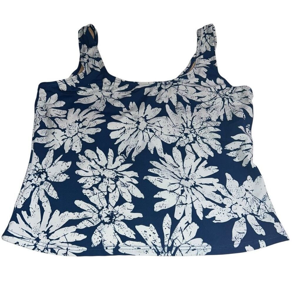 Newport News Blue & White Floral Tankini Top - Size‎ 12